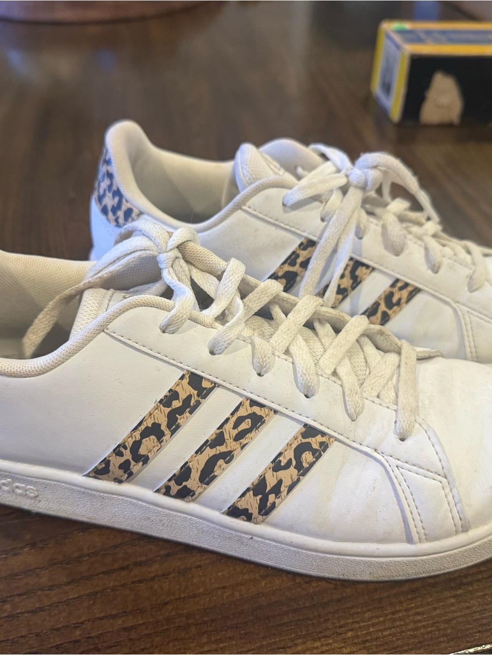 Adidas Grand Court White Leopard Sneakers Youth Size 7